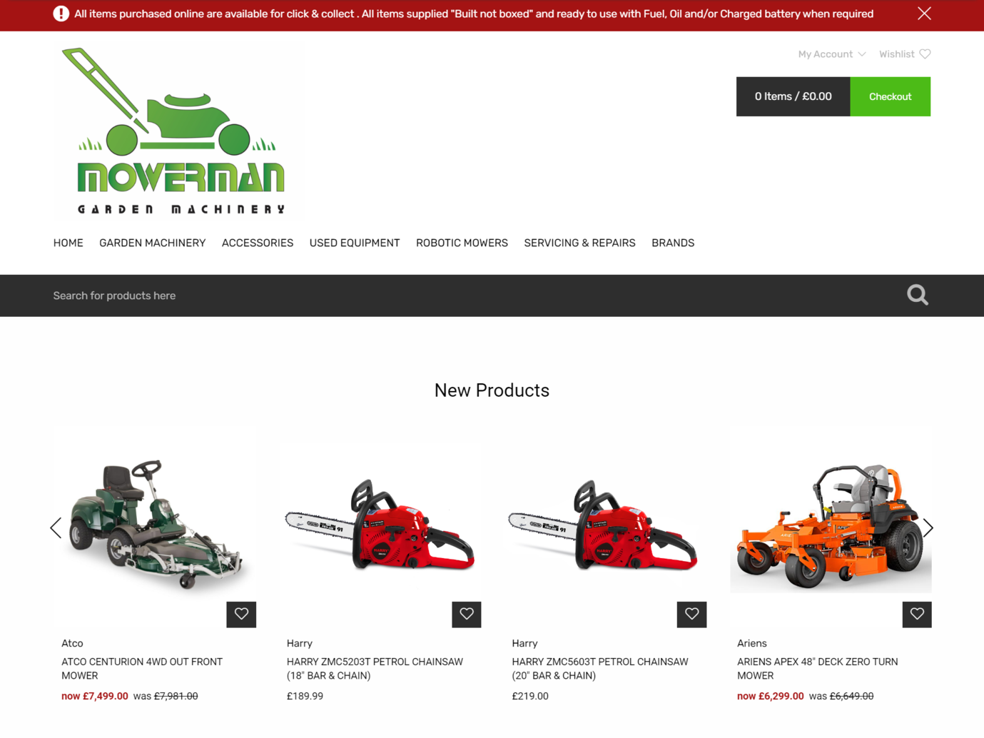 The previous website belonging to Mowerman Garden Machinery