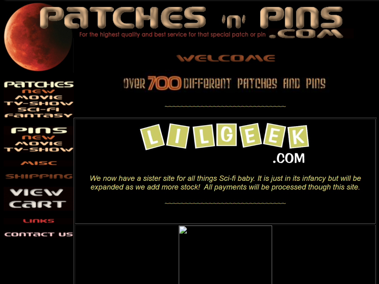 The previous website belonging to Patches 'N' Pins