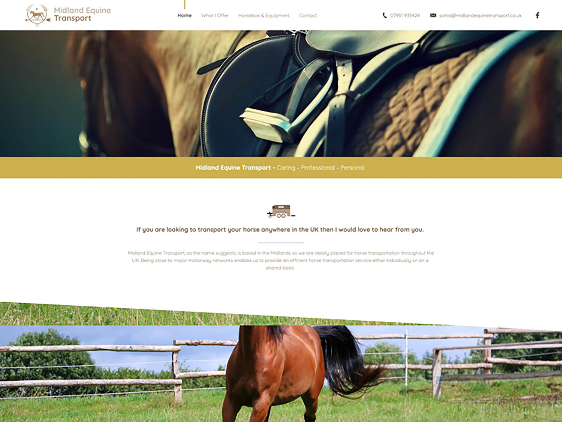 The Midland Equine Transport website created by it'seeze Northampton