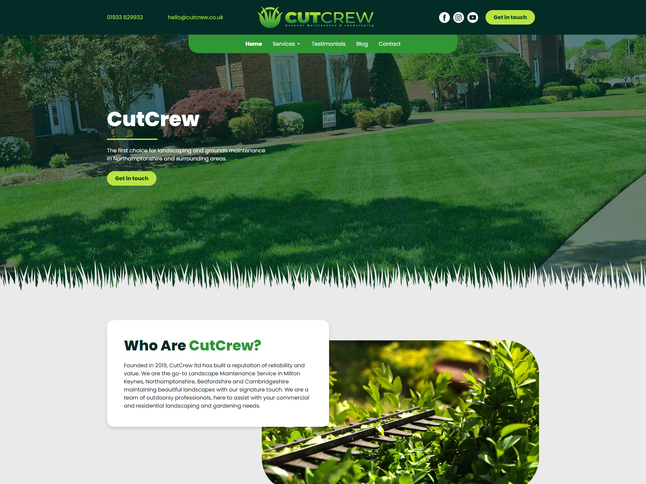 A website design for a gardening company